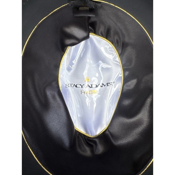 Stacy Adams Men's Large Fedora Hat Black Color 100% Wool With Feather On Side - Picture 8 of 13